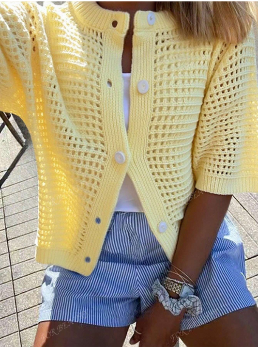 Cardigan tricoté à manches courtes