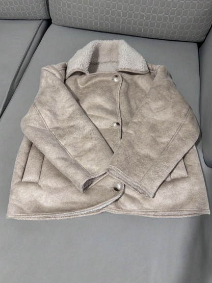 Veste en suède doublée de polaire beige