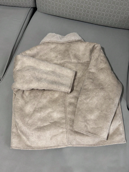 Veste en suède doublée de polaire beige