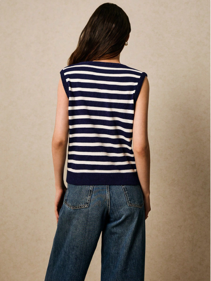 Gilet en tricot rayé sans manches
